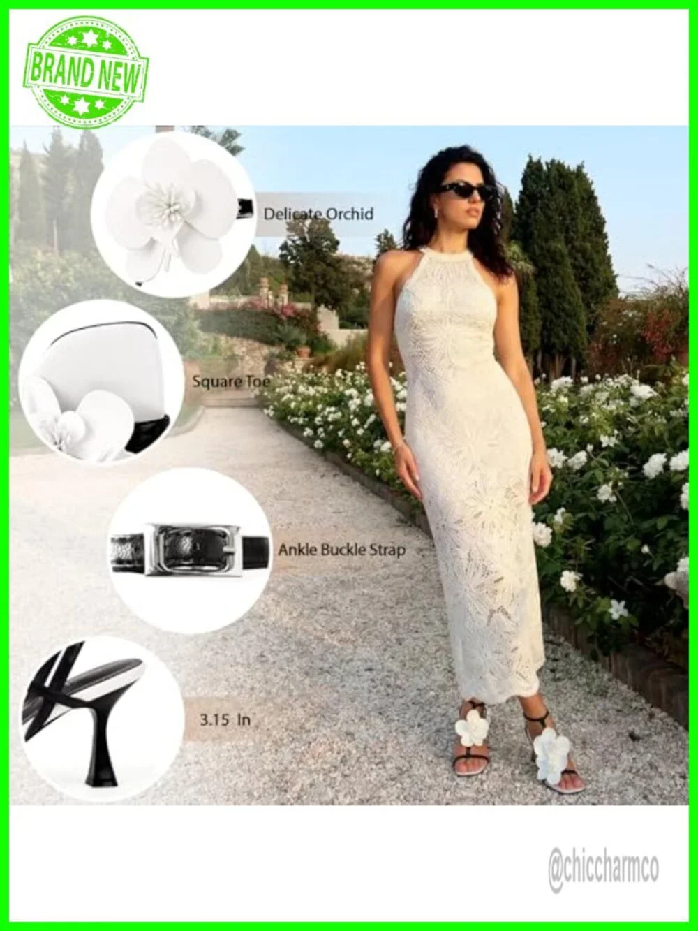 Strappy Heeled Sandals Open Toe Wedding Dressy Shoes Ankle Strap Floral High